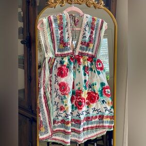 RAGA Floral Embroidered Tunic - Red, Green, White
